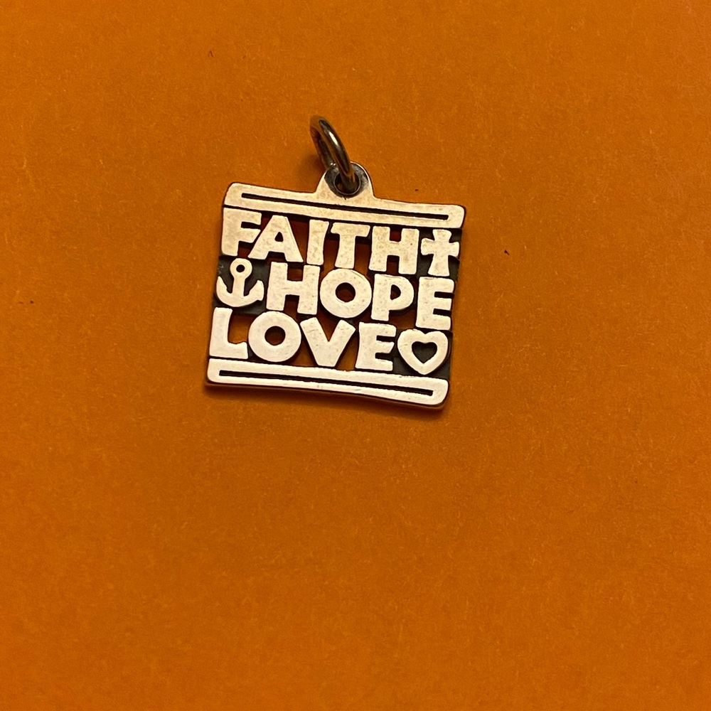 RETIRED James Avery Faith, Hope, Love Charm, Sterling Silver